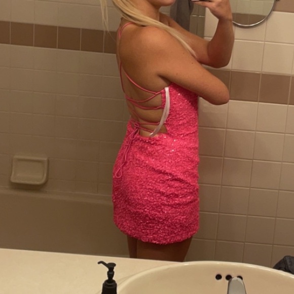 Primavera Hot Pink Homecoming Dress #3351 - Picture 5 of 5